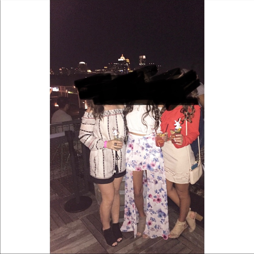 Floral shorts with skirt overlay